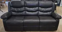 Faux Leather Reclining Sofa and 2x Faux Leather Chairs