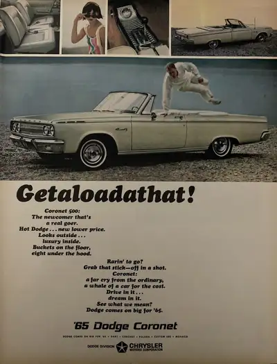 1965 Dodge Coronet Convertible Original Ad, View more