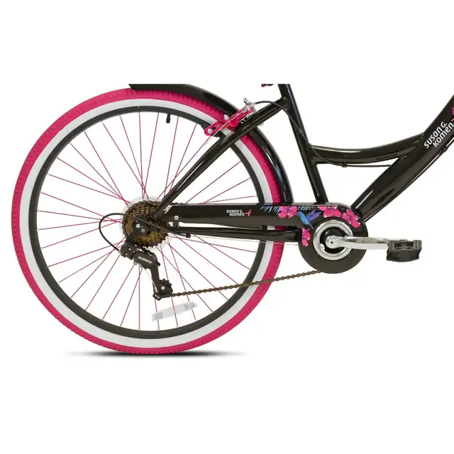 BRAND NEW Fight Cancer 26" Ladies Womens Cruiser Bike Black Pink63010223628033123