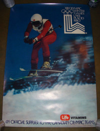 RARE 1980 LAKE PLACID WINTER OLYMPIC CANADIAN SKI SPORT POSTER