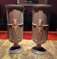 Pair of Italian Bronze Reliquary Vases
