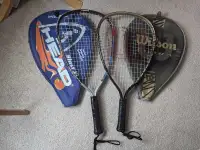 Set of two racquetball racquets with covers