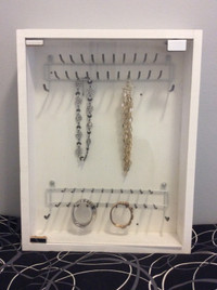 White Wood Necklace & Bracelet Organizer Cabinet