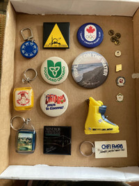 Vintage Ontario, Toronto, GTA, Montreal pins, key chains, button