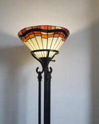 Tiffany style stained glass torch floor lamp