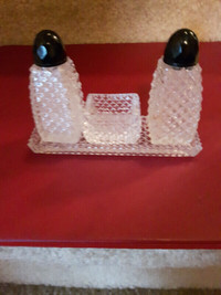 Vintage Salt & Pepper Shakers with Tray & Pinchpot