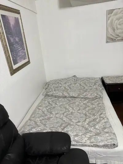 furnished room in the basement