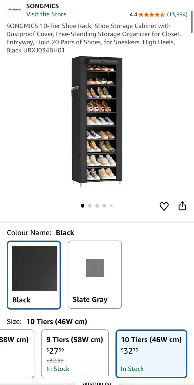 10-Tier Shoe Storage Rack with Cover & Side Pockets in Storage & Organization in Oshawa / Durham Region - Image 8