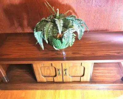 Circa 1960s Wood Coffee Table with Storage Cabinet, View more