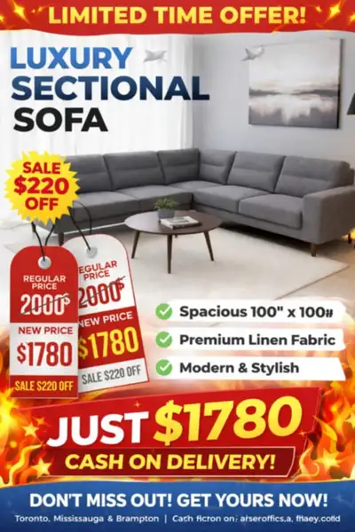 MUST GO – LIMITED TIME SALE! Luxury Sectional Sofa, View more