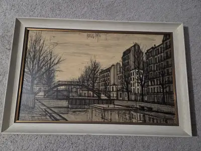 Vintage Bernard Buffet "Canal St. Martin" Print, MCM 25x16.5", View more