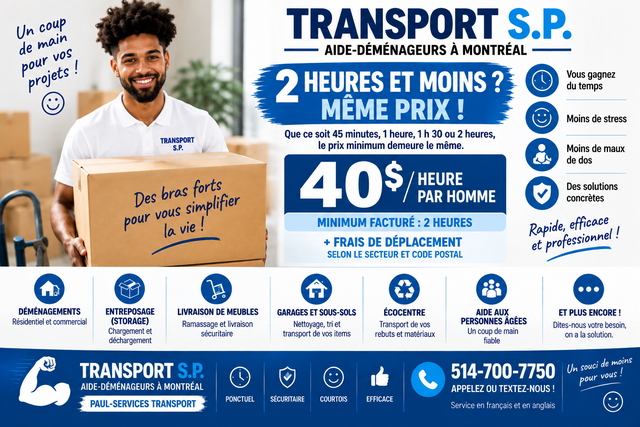 2 HOURS OR LESS? MOVING ASSISTANT — $40/HOUR PER PERSON • NO TRUCK