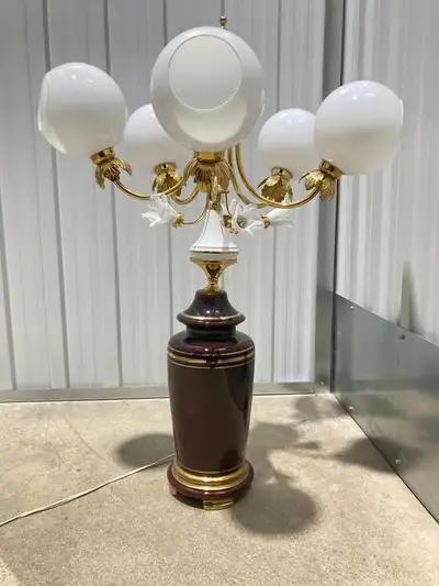 Mid Century White Italian Murano Glass Tulip Table Lamp - $280, View more