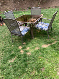 Glass patio table & chairs 