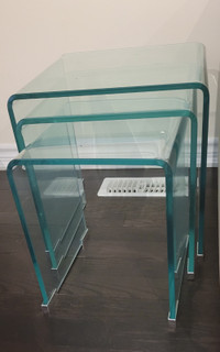 Glass Nesting Tables Set  of 3 Tables