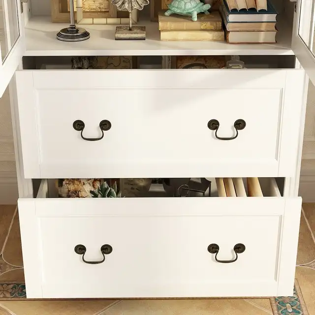 78.7" tall White Wood Pantry Buffet Cabinet with Glass Doors, 2  in Bookcases & Shelving Units in Markham / York Region - Image 7