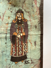 Vintage Batik Art Iceland Viking By Katrin Og  Stefan MCM  Rare