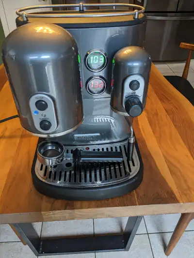 For sale: A fully functioning KitchenAid Pro Line dual-boiler espresso machine model KES2102. Retail...