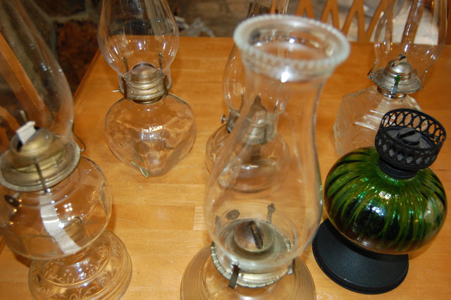 Six Functional Antique Coal Oil Lamps. $200 in Indoor Lighting & Fans in Kamloops - Image 2