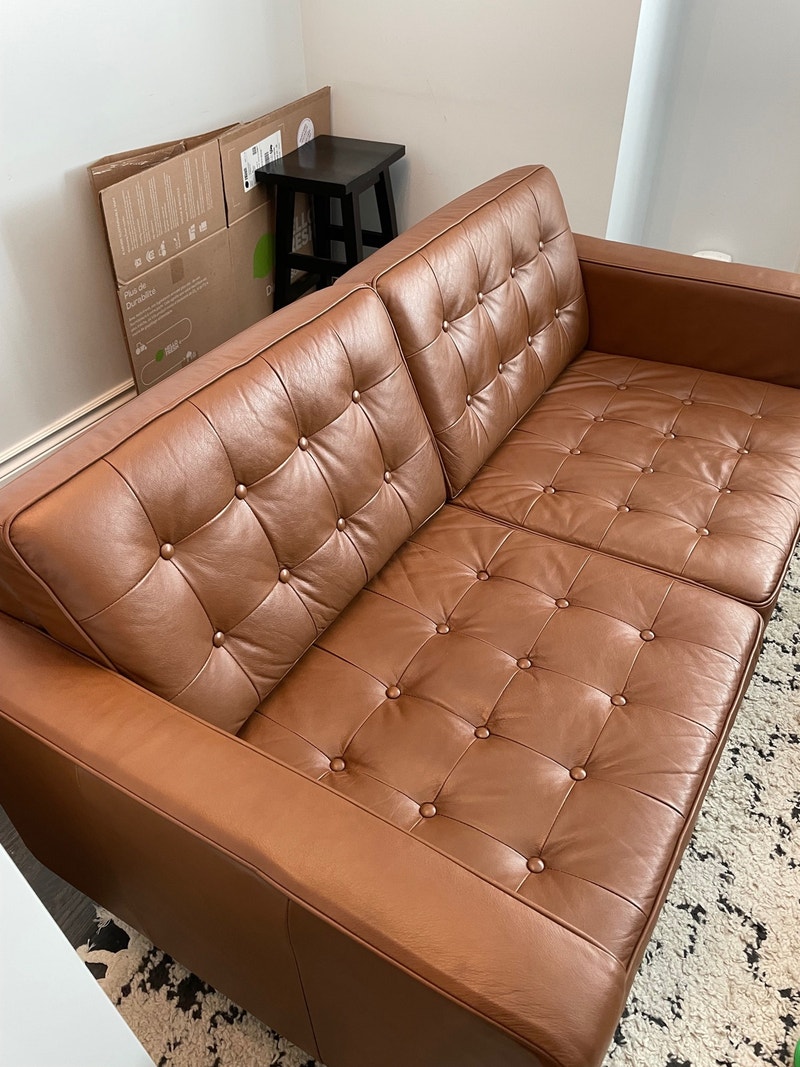 EQ3 Reverie upholstered leather loveseat Couches & Futons City of