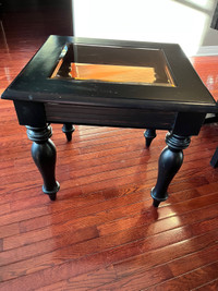 Black Side Table with Smoked Glass