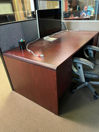 Executive cherry wood desk, credenza, hutch