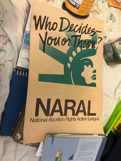 NARAL poster circa 1988 - National Abortion Rights Action League Excellent condion