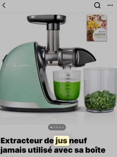 Je vends un extracteur de jus Amzchef neuf, jamais utilisé et dans sa boîte d'origine. Cet appareil...