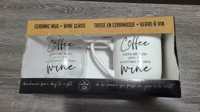 HomeSense Ceramic Mug and Wine Glass Set (Brand New In Box), View more