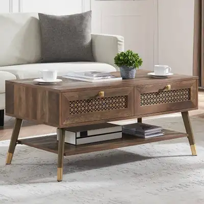 Modern Mid Century Coffee Table with Storage Drawers , View more