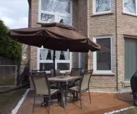 Outdoor Table, Chairs and Market Umbrella Set