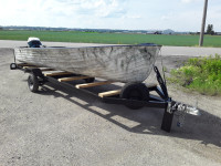 aluminum boat and motor and trailer