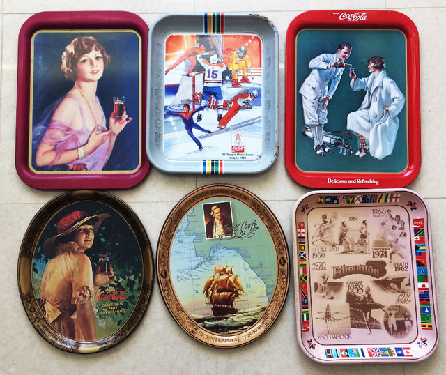16 VINTAGE 70’S, 80’S,+90’S METAL COKE +PEPSI TRAYS $50 FOR ALL in Arts & Collectibles in Markham / York Region