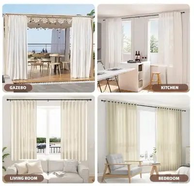 BRAND NEW - Adjustable light duty 5/8" Dia. matte black metal splicing curtain rod for windows 32" -...