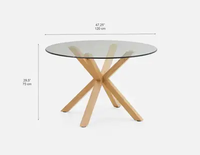 Structube RIGA Solid Ash and Round Glass Table, View more