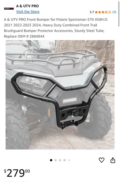 A & UTV PRO Front Bumper for Polaris Sportsman 570 450H.O. 2021 2022 2023 2024, Heavy Duty Combined...