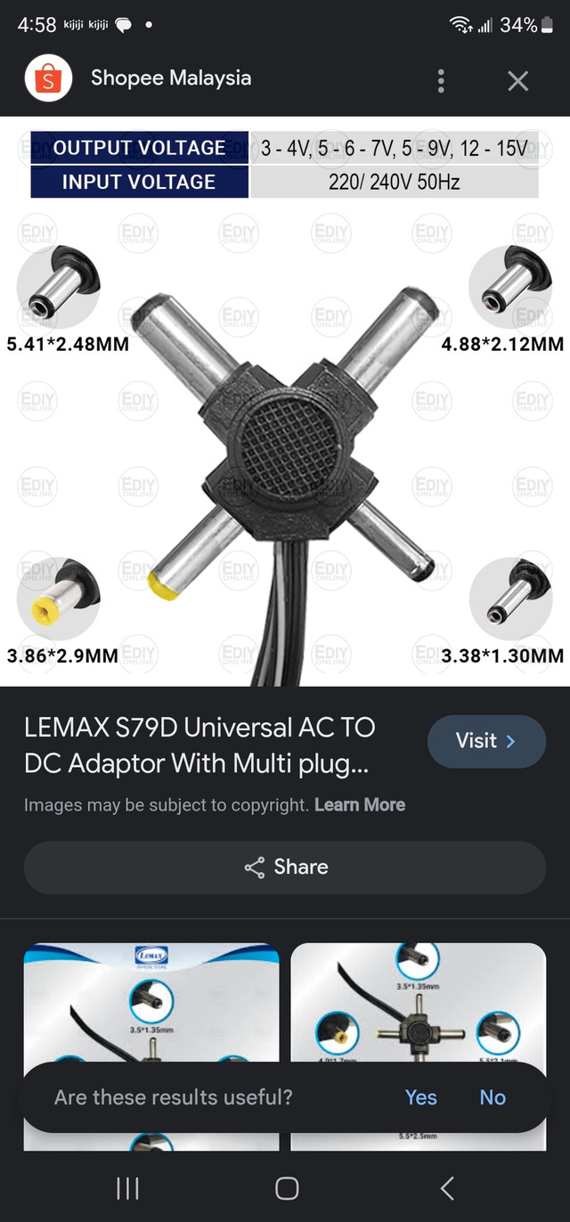 AC DC Power Adaptor / 7 Output Volt Change 1.5V 3V 6V DC 110V-22 in Other in City of Toronto - Image 2