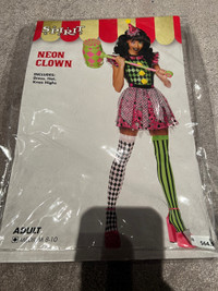 Adult size Medium (8-10) Neon Clown costume 
