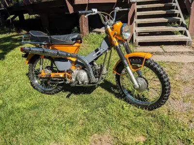1971 Honda ct 90 with 2 up seat and foot pegs. Just went through. New tubes and tires, wheel bearing...