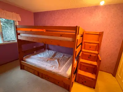 Excellent condition. Double over double bunk beds with stairs. Lots of storage in drawers under bott...