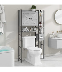 Toilet Paper Storage Cabinet with Multi Layer Shelves - Gray