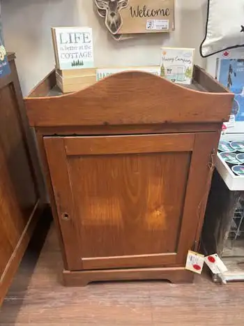 Antique teakwood medicine cabinet• 18x12.5x27” in Bookcases & Shelving Units in North Bay - Image 2