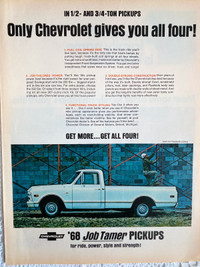 1968 Chevrolet Job Tamer 1/2 & 3/4 Ton Trucks Original Ad