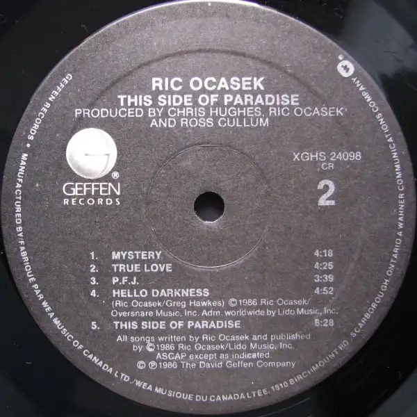 This Side of Paradise 1986 LP record album Ric Ocasek (of Cars) in CDs, DVDs & Blu-ray in Markham / York Region - Image 7