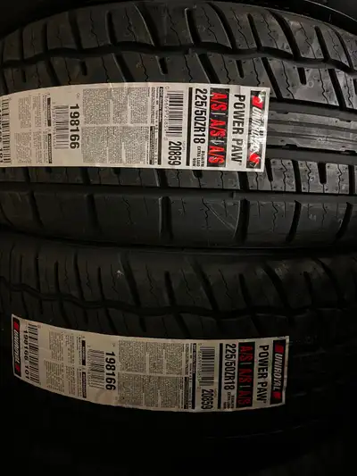 New set of 225 50 18 uniroyal power paw all season tires. Tires are brand new never been mounted or...