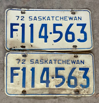 PRICE REDUCED 1972 Saskatchewan F Plates 