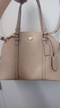 Authentic Coach Peyton Cora Domed Satchel in Beige