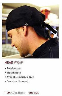 Medicstox Chef's Waitstaff Restaurant Black Head Wrap Hat Apron