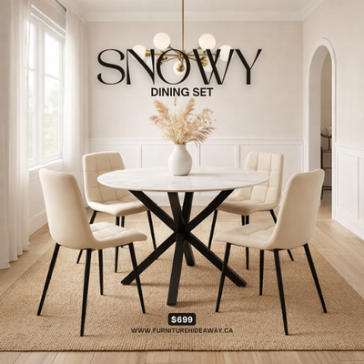 Snowy 4-Seater Round Dining Table – $799 ✨, View more