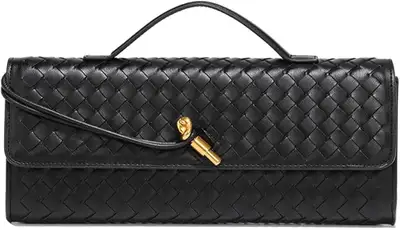 Woven Suede Clutch Purse for Women - Handmade Evening Bag, Cross, View more